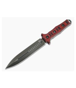 Heretic Knives Nephilim Dagger Black DLC Elmax Red/Black G10 Fixed Blade H003-6A-REDBLK