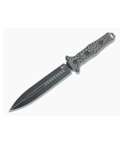 Heretic Knives Nephilim Dagger Battleworn Black Elmax Carbon Fiber Fixed Blade H003-8A-CF