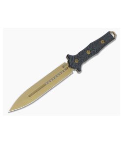 Heretic Knives Nephilim Dagger Gold TiNi Elmax Carbon Fiber Fixed Blade H003-9A-CF