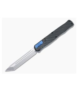 Heretic Cleric II Carbon Fiber Top Cover And Inlay Stonewashed MagnaCut Tanto OTF Automatic H019-2A-CF/BLU