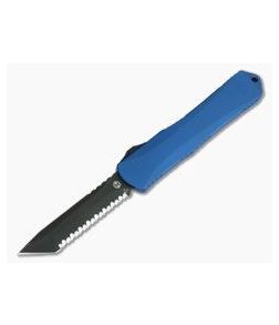 Heretic Knives Manticore-X Tanto Full Serrated Tumbled DLC Blue OTF Automatic H031-6C-BLUE