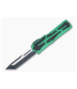Heretic Colossus Green Handle With Traction Inlays Battleworn Black MagnaCut Tanto OTF Automatic H040-14A-GRN