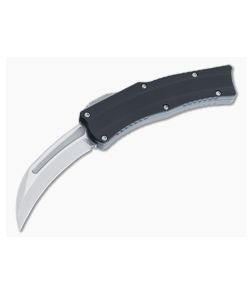 Heretic Knives Roc Stonewash MagnaCut Hawkbill Black Handle Curved OTF Automatic H060-2A