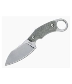 LionSteel H1 Skinner M390 Green Canvas Micarta Fixed Blade Ring Knife