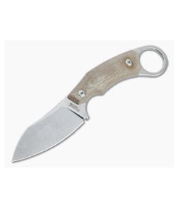 LionSteel H1 Skinner M390 Natural Canvas Micarta Fixed Blade Ring Knife