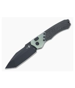 Heretic Knives Wraith Auto Tanto Black Elmax Jade G10 Bolster Carbon Fiber Automatic H100-4A-JADE