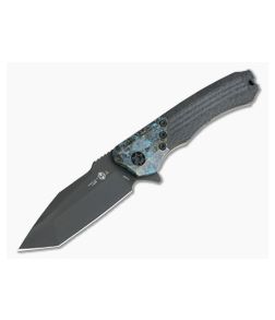 Heretic Knives Wraith Tanto DLC Elmax Chemtina Brass Integral Carbon Fiber Frame Lock Flipper H101-6A-CF/CHEM-01