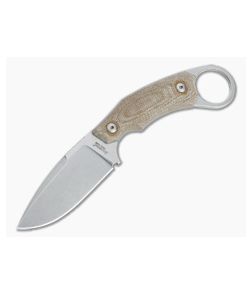 LionSteel H2 Drop Point M390 Natural Canvas Micarta Fixed Blade Ring Knife