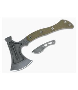 TOPS Hammer Hawk Tungsten 1075 Green Micarta Tactical Tomahawk with Backup Knife HAMH-04