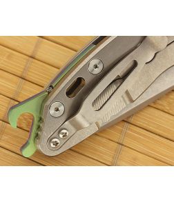 Hinderer XM-18 3.5" Bottle Opener Backspacer Titanium Green Blue