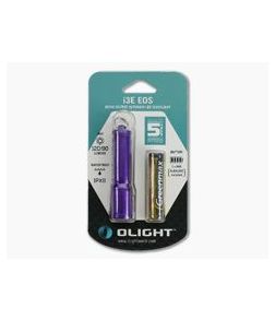 Olight i3E EOS Purple Keychain Flashlight AAA Battery 