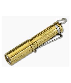 Olight i3S EOS Limited Edition Titanium Gold PVD Coated Brass Keychain Flashlight AAA Battery 