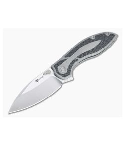 Reate Knives IRON-X Flipper Satin M390 Carbon Fiber Inlaid Titanium Folder