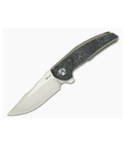 Reate Knives JACK Integral Satin M390 Marbled Carbon Fiber Bronze Titanium Frame Lock Flipper