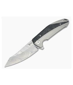 Reate Knives K-1 Marbled Carbon Fiber Titanium Damasteel Flipper