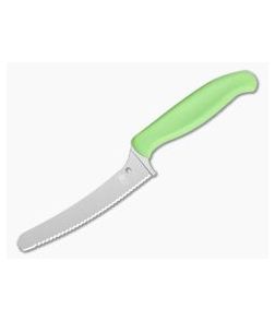 Spyderco Blunt Tip Z-Cut Green Serrated Edge Kitchen Knife K13SGN