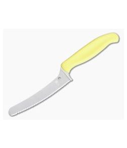 Spyderco Blunt Tip Z-Cut Yellow Serrated Edge Kitchen Knife K13SYL