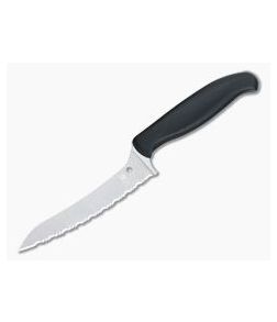Spyderco Pointed Z-Cut Black Serrated Edge Kitchen Knife K14SBK
