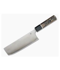 Spyderco Carter Itamae Nakiri Super Blue/SUS410 Burl G10 Kitchen Knife K17GPBNBK