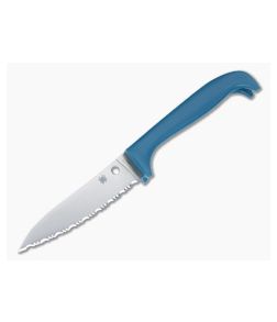 Spyderco Counter Critter Kitchen Knife Blue Handle SpyderEdge Serrated Blade K21SBL