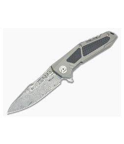 Reate Knives K-3 Carbon Fiber Inlay Drop Point Damasteel Flipper