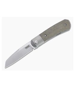 Pena Knives X Series KICKSTOP Flipper Apache Green Canvas Micarta Folding Knife