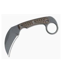 RMJ Tactical Korbin Karambit Nitro-V Hyena Brown Every Day Carry Fixed Blade