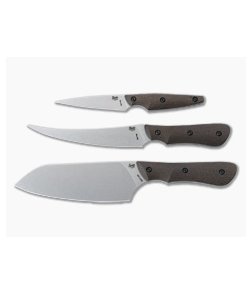 Smith & Sons Essential Kitchen Set AEB-L Burlap Micarta 3-Piece Fixed Blade Set