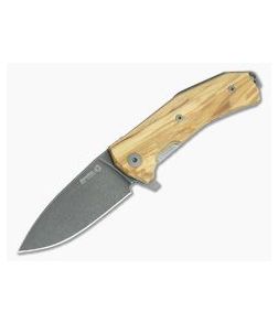 LionSteel KUR Flipper Olive Wood Black PVD Sleipner Liner Lock Folder