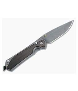 Chris Reeve Large Sebenza 31 Left Handed Titanium Folder Macassar Ebony Inlays Boomerang Damascus Drop Point L31-1119-002