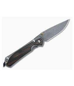 Chris Reeve Large Sebenza 31 Left Handed Titanium Folder Macassar Ebony Inlays Boomerang Damascus Drop Point L31-1119