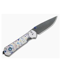 Chris Reeve Large Sebenza 31 LH Unique Graphic w/ Opal Mosaic Triplet Cabochon Ladder Damascus