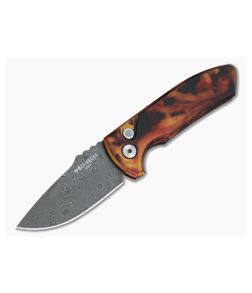 Protech Les George SBR Nichols Damascus "Del Fuego" #13 Custom ANodized Automatic LG-DFD20