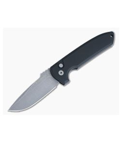 Protech Rockeye Automatic Black Aluminum Handle Acid Washed S35VN Drop Point LG311