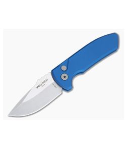 Protech Knives Les George SBR Stonewashed S35VN Smooth Blue Aluminum Automatic LG401-BLUE