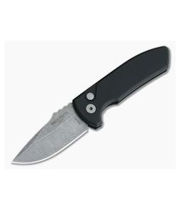 Protech Knives Les George SBR Acid Wash Blade Smooth Black Aluminum Handle LG411