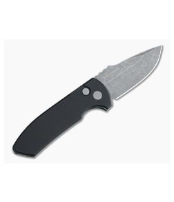 Protech Knives Les George SBR Left Handed Acid Washed S35VN Smooth Black Automatic LG411-LH