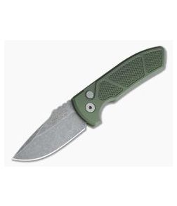 Protech Knives Les George SBR Acid Wash Blade Knurled Green Aluminum Handle LG415-GREEN