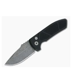 Protech Knives Les George SBR Acid Wash Blade Knurled Black Aluminum Handle LG415-AW