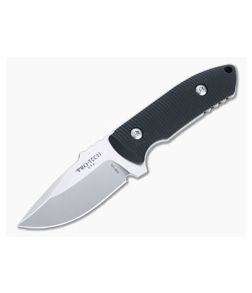 Protech Knives Les George SBR Fixed Satin S35VN Black G10 Leather Sheath EDC Fixed Blade LG502-SATIN