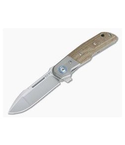 MKM Mikita Terzuola Clap Bolstered Natural Canvas Micarta M390  Liner Lock Flipper LS01-NCT