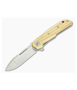 MKM Mikita Terzuola Clap Olive Wood Liner Lock Removable Flipper M390 LS01-O