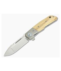 MKM Mikita Terzuola Clap Bolstered Olive Wood Liner Lock Removable Flipper M390 LS01-OT