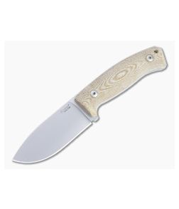 LionSteel M2M Satin M390 Natural Canvas Micarta Fixed Blade Knife