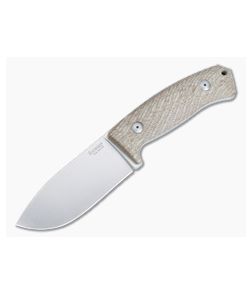 LionSteel M3 Fixed Blade Natural Canvas Micarta Handle Satin Niolox Drop Point M3-CVN