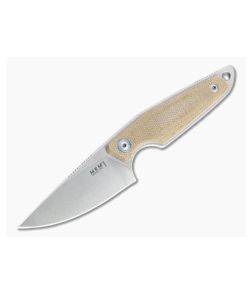 MKM x Vox Makro 1 Drop Point Stonewashed M390 Natural Micarta Fixed Blade MA01-NC