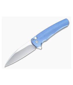 Protech Malibu Flipper 3D Blue Ano Titanium Handle Mike Irie Hand Ground Wharncliffe 2023MALIBU-001