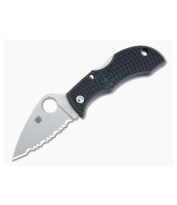 Spyderco Manbug Lightweight Black FRN Handles Serrated VG10 Leaf Blade MBKLFS