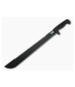 SOG SOGfari 18" Machete Black Stainless Steel Saw Back Fixed Blade MC02-N