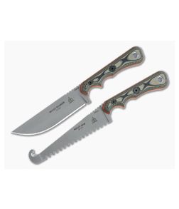 TOPS Knives Muley Combo Kydex Sheaths Tan Camo G10 Skinner and Saw Fixed Blades MCMB-02